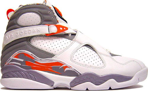 white and orange jordan 8